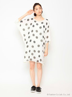 CHIFFON DOT ONE-PIECE/OWHTxBLK