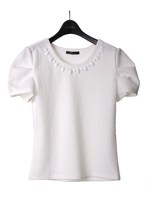 【2ndline】半袖ネックビジュートップスCL-1082/CL-0469/WH