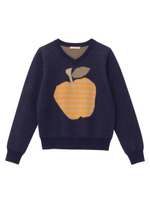 アップルジャカードVネックニット/ホワイト(001)