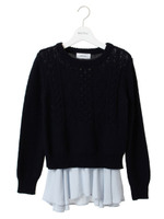 ケーブルニットプルオーバー/NVY