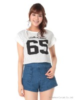 ストライプナンバーロゴＴシャツ/グレー