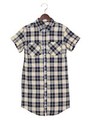 チェック柄ロング/半袖SH/コン／アカ