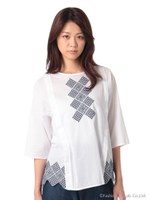 ハーダンガー刺しゅうブラウス/チャコール