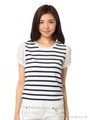 ボーダー袖シフォンＴＯＰＳ/A