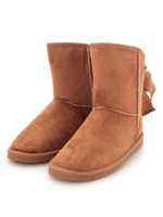 リボンムートン調ブーツ/ベージュ系(052)