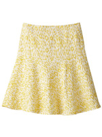 [L]ジャカードレオパード柄サーキュラースカート/イエロー系(432)