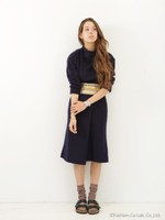 【KiiRA】 SMOOTH OFF-NECK TOPS/NAVY