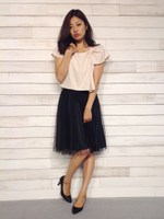 ２P　肩リボンOP/ベージュ