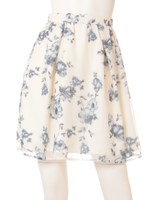 オーガンジー風フラワープリントスカート/ピンク