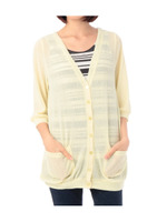 カーディガン+ボーダータンクトップ/イエロー系(032)