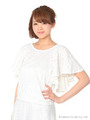 カットレース刺しゅう袖フレアTシャツ/ホワイト
