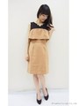 シフォン×起毛ウール風ワンピース/ピンクベージュ