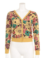 チェック花柄カーディガン/YEL