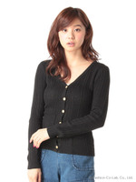 ランダムリブニットカーディガン/ネイビー