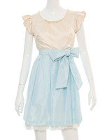 異素材MIXパフスリーブワンピース/ミドリ