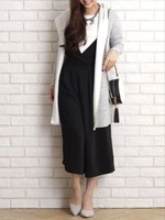 配色フードロングカーデ/ライトグレー