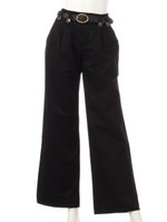 綿ピーチハイウエストフレアPT/BK