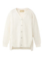 [L]綿混Vネックニットカーディガン/ホワイト(001)