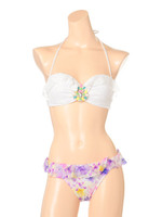 【24-7】Flower Lase/ビジューバンドゥビキニ/パープル