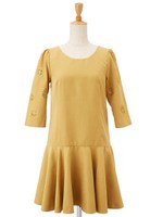 エンブロイダリースリーブワンピ/マスタード