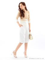 バイカラーニットトップス/ベージュ