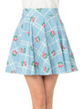 バックリボンフレアスカート/ブルー