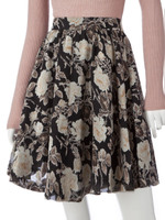 サテンオパールリヨンローズスカート/クロ