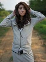 粗挽き杢ネップ裏毛 ビックフードジャケット/ベージュ