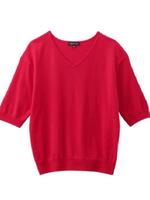 Vネックニットトップス/ブラック(019)