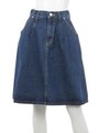 【BIJ】 デニム膝丈フレアSK/ネイビー