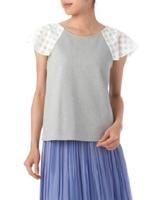 シアーチェックバックシャンカットソー/グレー(012)