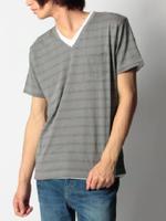 ドットボーダーアンサンブルTシャツ/グレー(212)