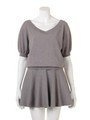 ニットフレアコンビワンピース/GRY