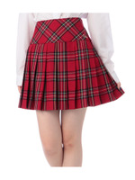 ネックリボン付きチェック柄スカート/レッド系(263)