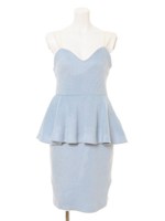 バックレースアップぺプラムドレス/BLUE