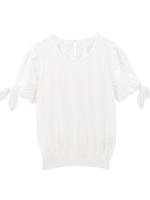 フラワーレース切り替えニット/イエロー系(030)