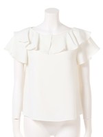 フリルカラーブラウス/ネイビー