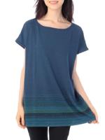 マルチボーダーニットチュニック/ピンク系(075)