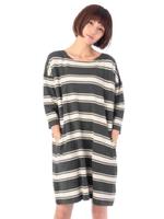 ランダムボーダーチュニックワンピース/チャコールグレー(314)