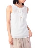 レース切替レースアップブラウス/オフホワイト(403)