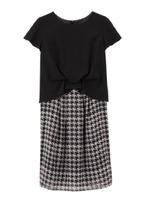 千鳥格子柄プリントドッキングワンピース/ダークグリーン(123)