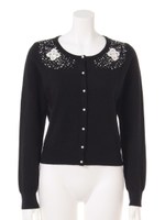 透かし刺繍カーディガン/オフ