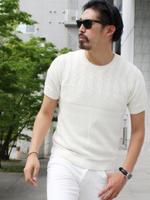 綿混ケーブルニット/ネイビー(093)