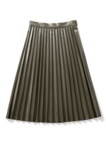 FAUX LEATHER PLEATED SKIRT/BLACK
