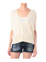 Vネッグ分袖ドルマンニットカーディガン/ピンク系(070)