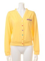 【ANAP】ANAPロゴ刺繍バイカラーボタンカーデ/BL