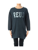 ギンガムチェック切り替えプリントワンピース/グリーン(522)