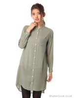 コットンボイルシャツワンピ/カーキ