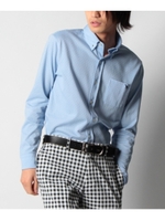 ジャカード織りダイヤ柄ボタンダウンシャツ/サックス(090)