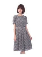 スケッチ風フラワーワンピース/ネイビー(193)